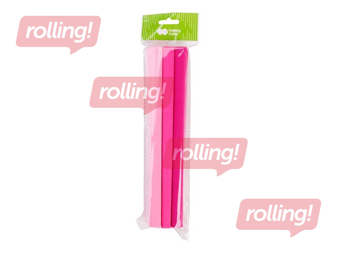 Kreppapīrs Happy Color, 25x200cm, rozā krāsas, 3 ruļļi