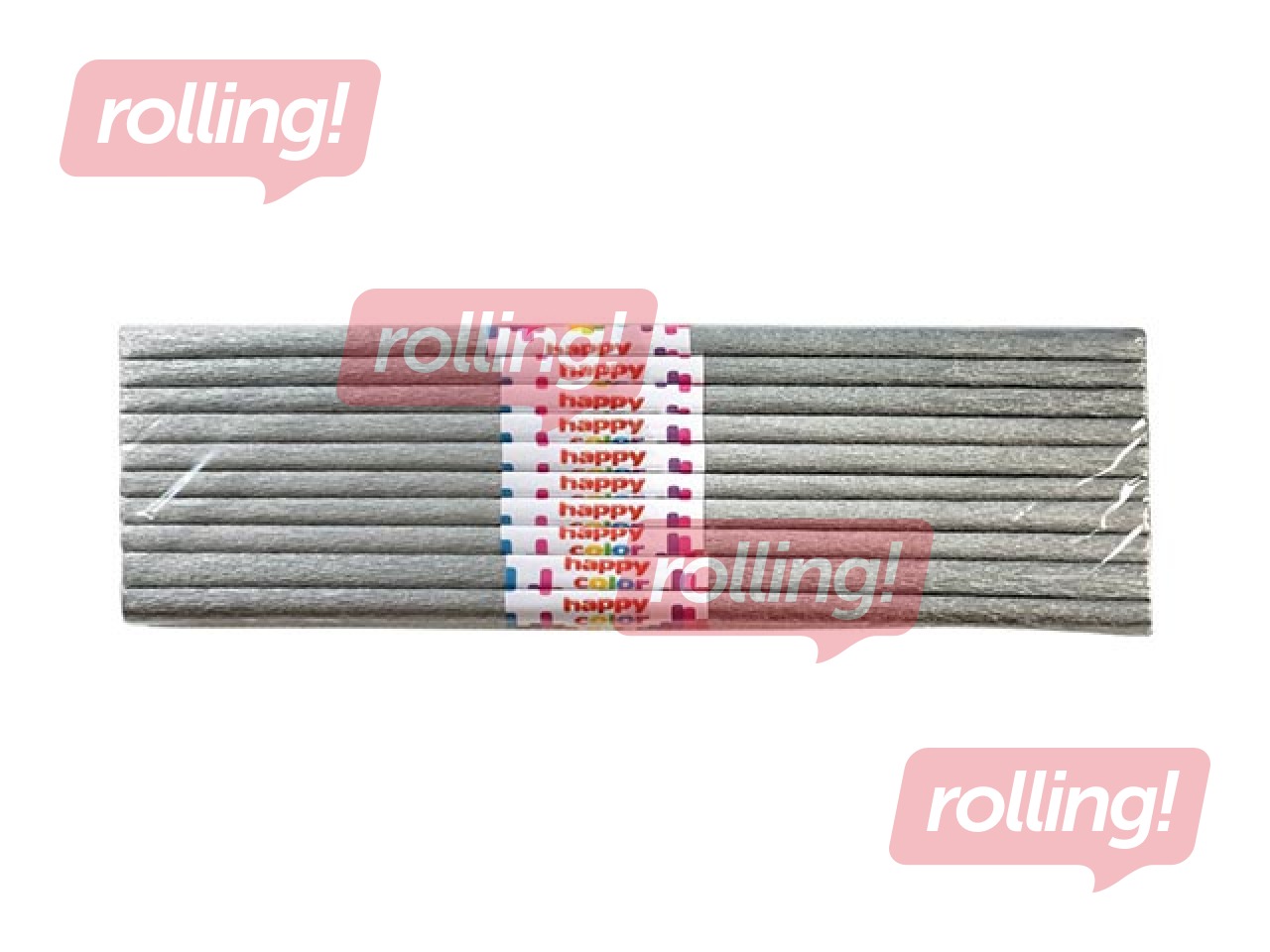 Kreppapīrs Happy Color, 50x200cm, sudraba, 10 ruļļi