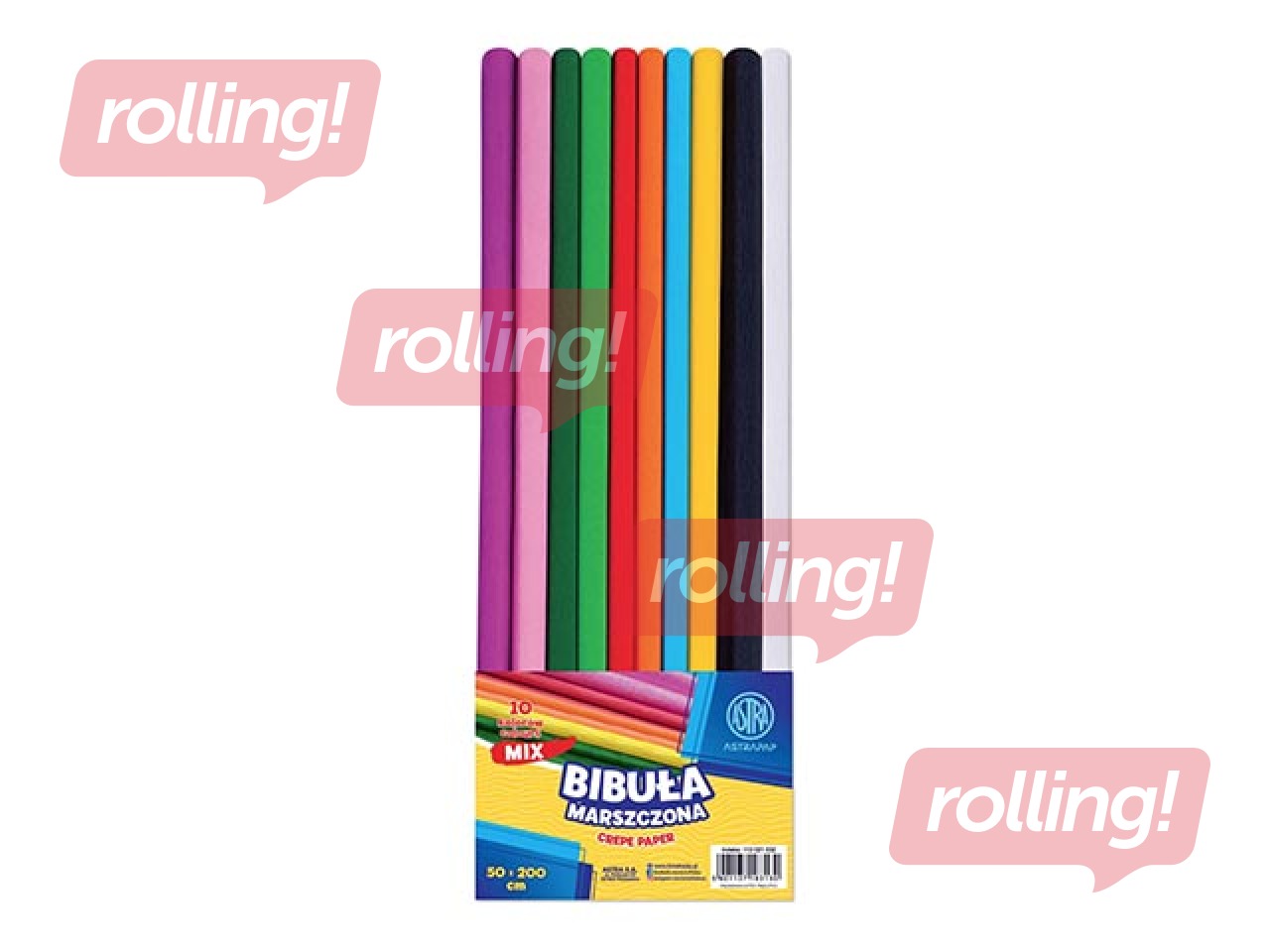 Kreppapīrs Astra, 50x200cm, dažādās krāsās, 10 ruļļi