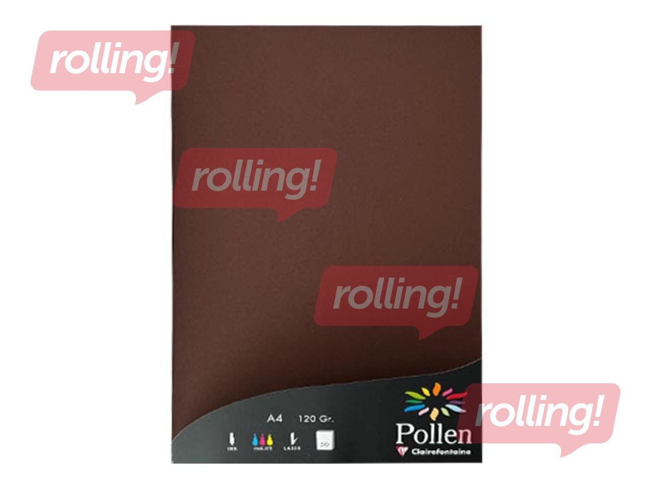Цветная бумага Pollen, №61, A4, тёмно-коричневая, 120г/м², 50 листов