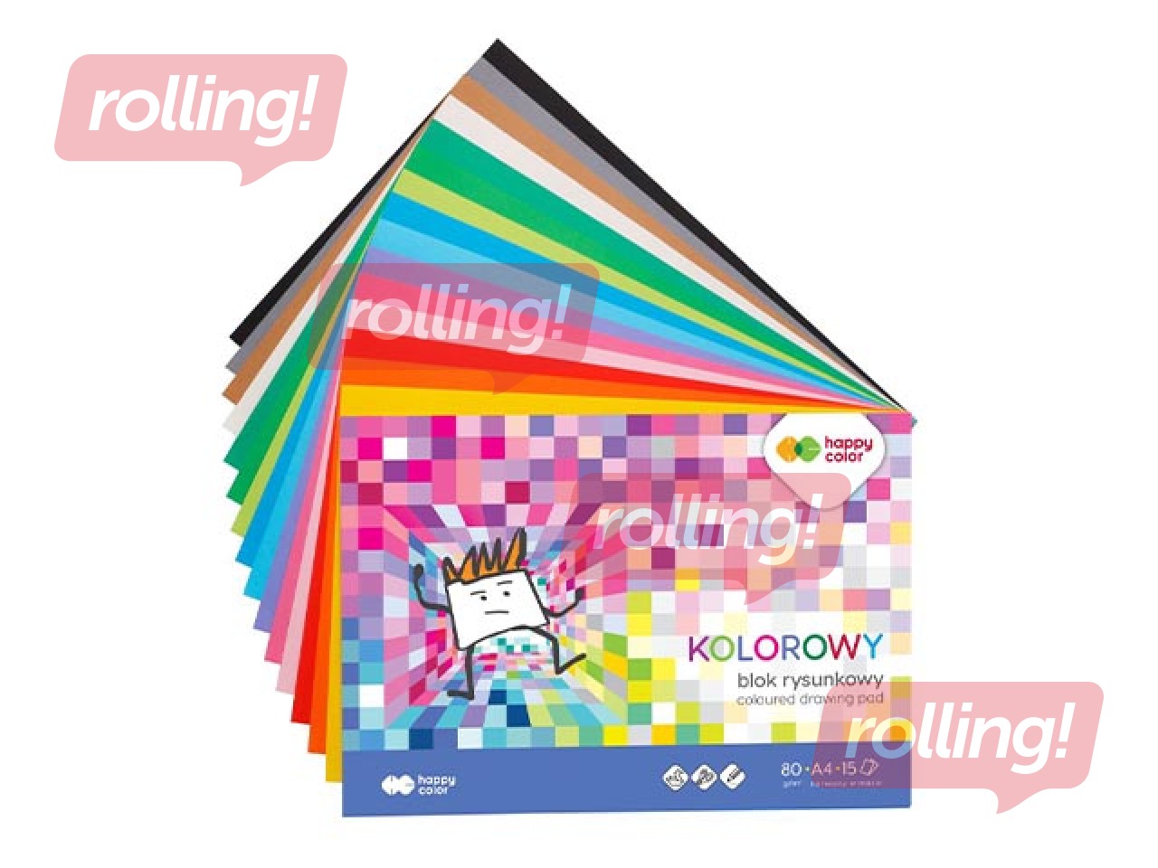 Aplikāciju papīrs Happy Color, A4, divpusīgs, dažādās krāsās, 15 lapas