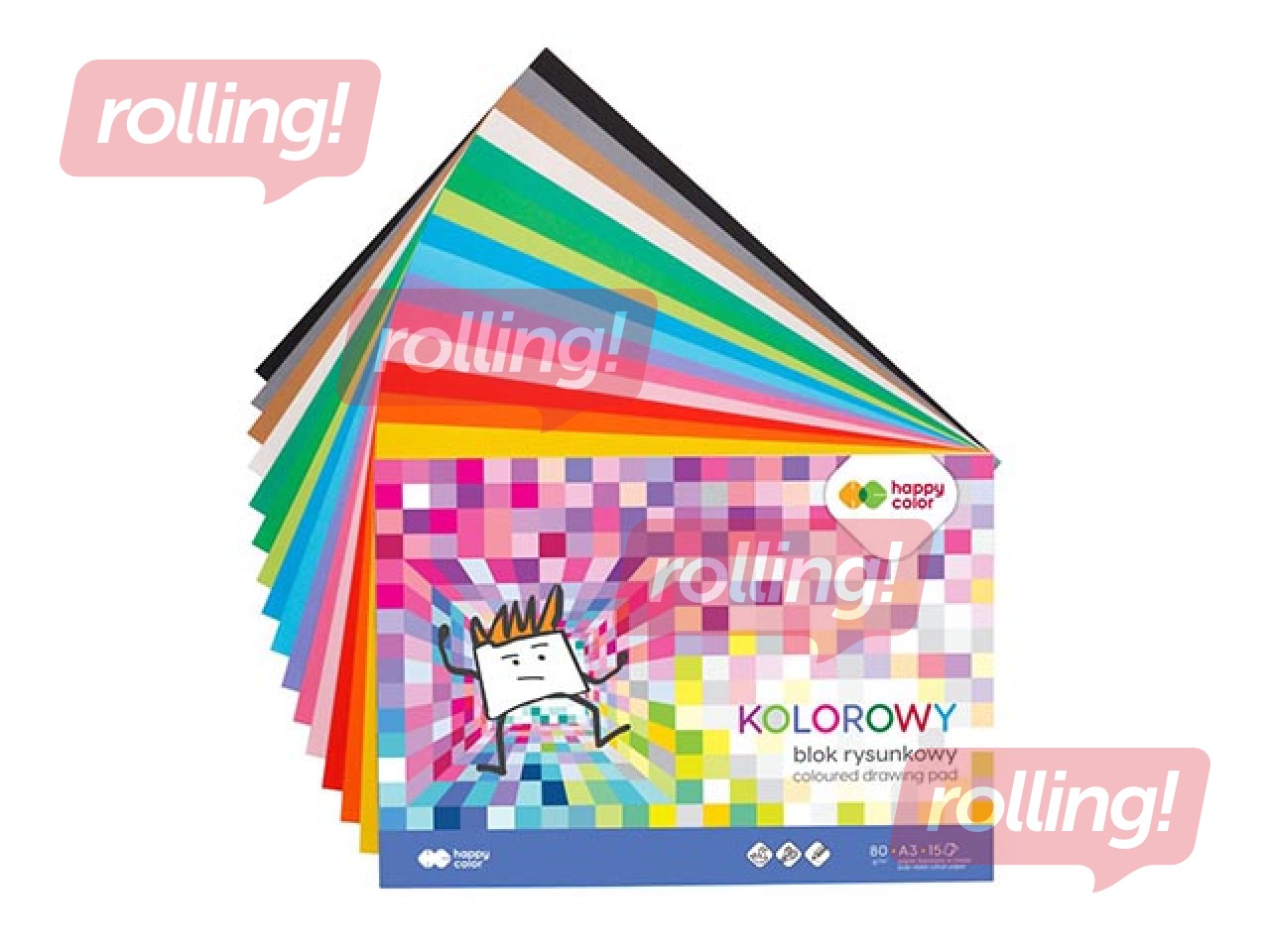 Applikatsioonipaber Happy Color, A3, kahepoolne, erinevad värvid, 15 lehte