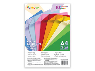 Krāsains papīrs Gimboo, A4, 80g/m2, 100 loksnes, 10 neona krāsas