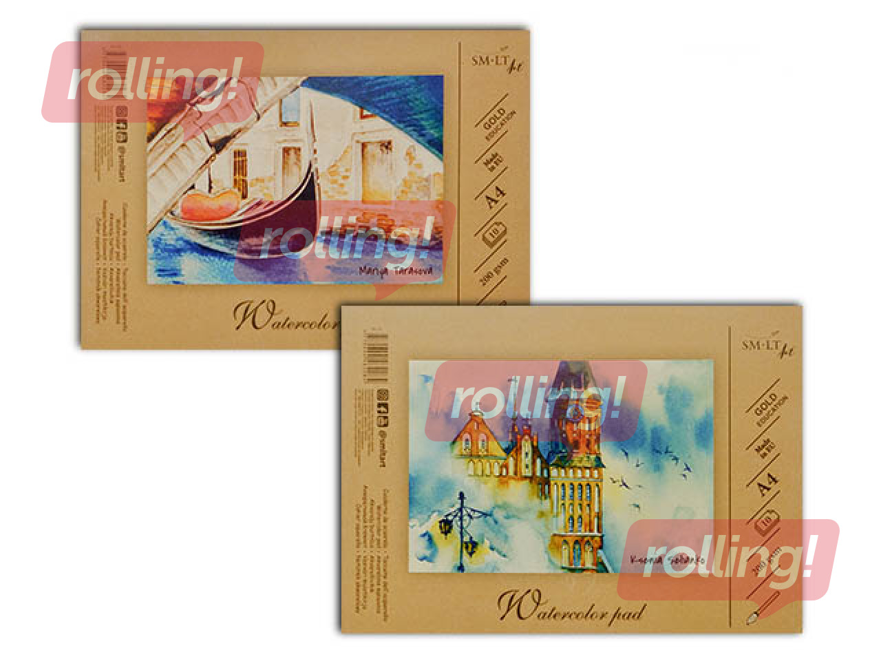 Akvareļu albums SM·LT, A4, 200g/m², 10 loksnes