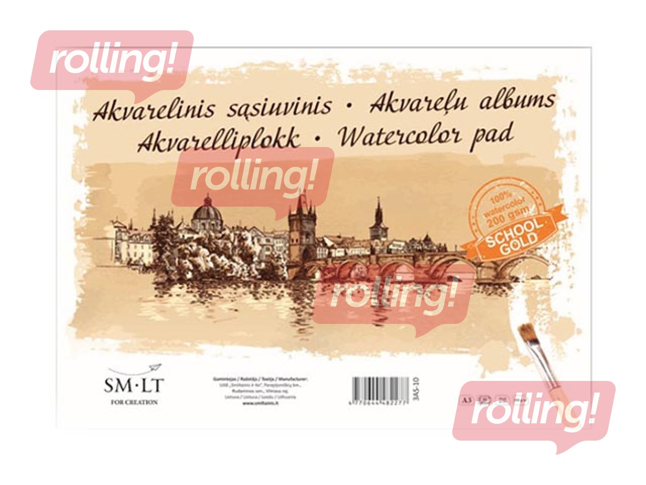 Akvareļu albums SM·LT, A3, 200g/m², 10 loksnes