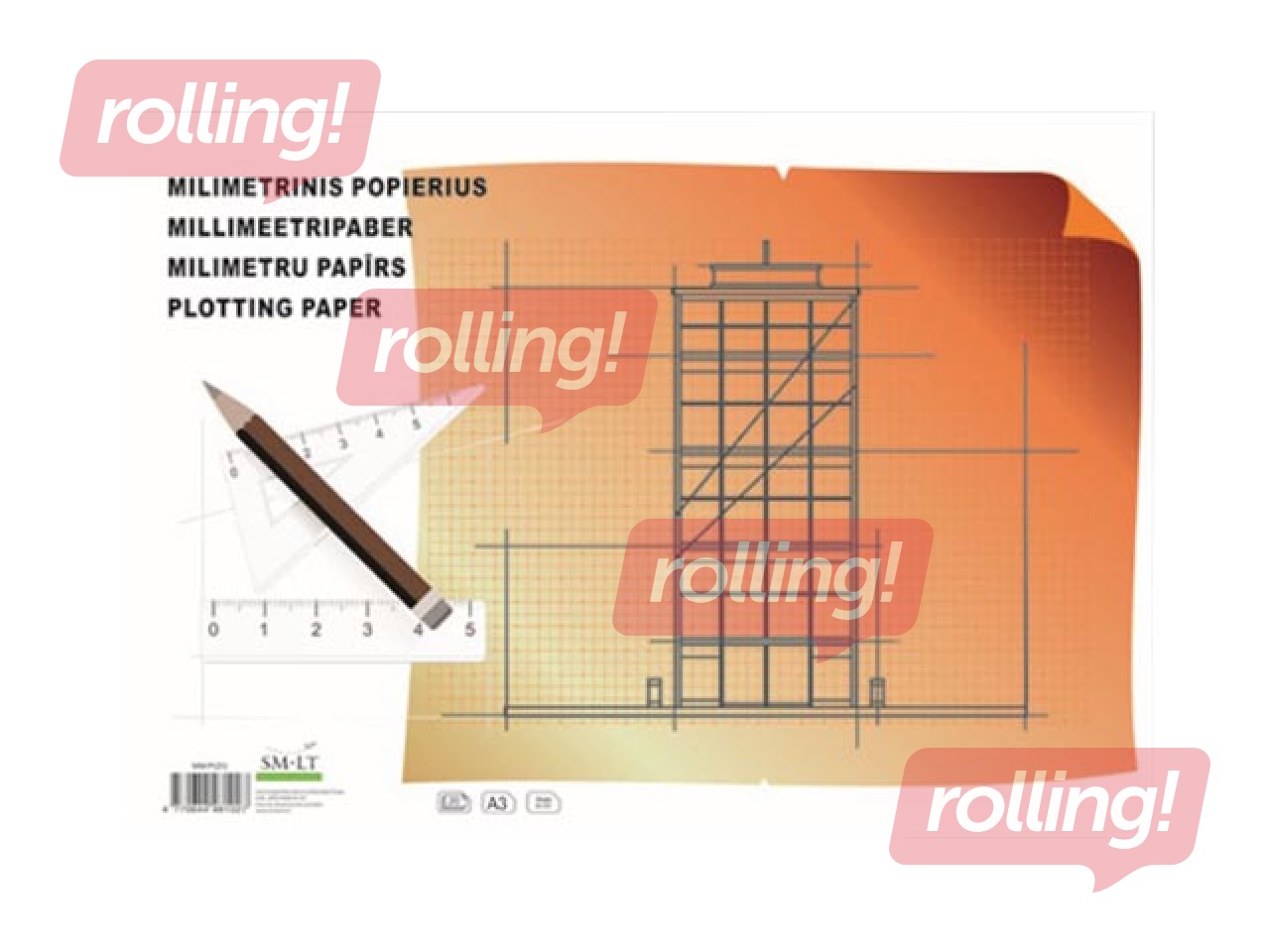 Rasēšanas milimetrpapīrs A3, 20 loksnes
