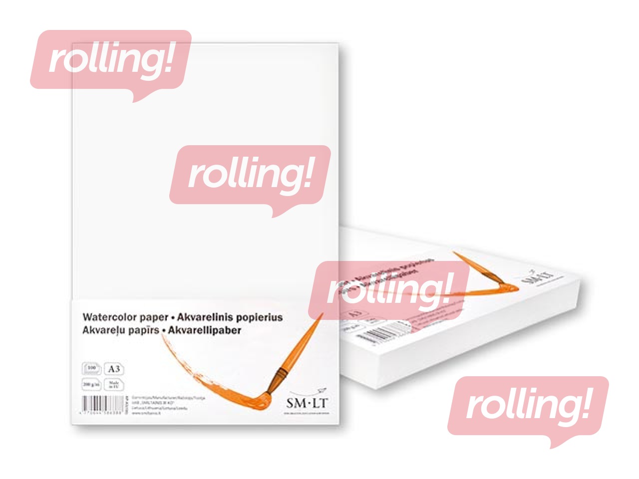 Akvareļu papīrs SM·LT, A3, 200g/m², 100 loksnes