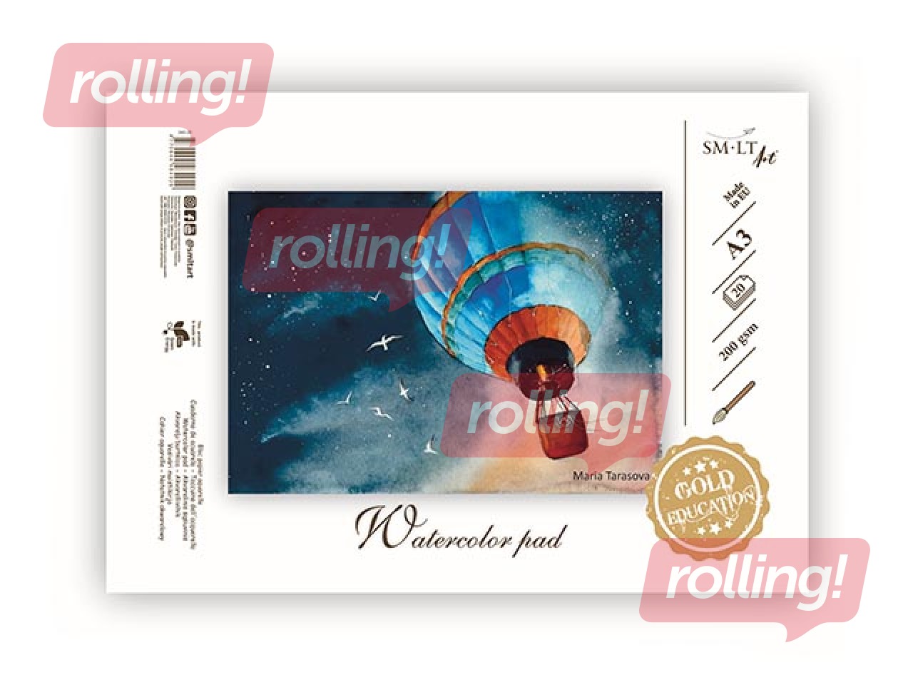 Akvareļu albums SM·LT, A3, 210g/m², 20 loksnes
