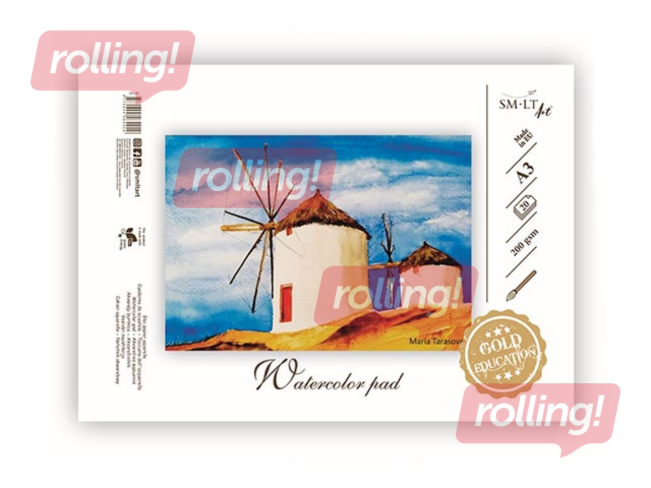 Akvareļu albums SM·LT, A3, 210g/m², 20 loksnes