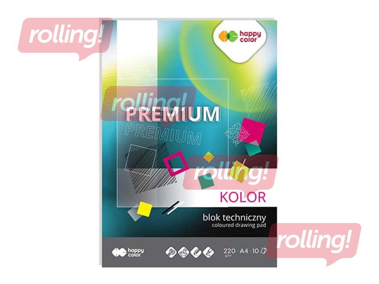 Kartons Happy Color, A4, 220g/m², 10 krāsainas loksnes