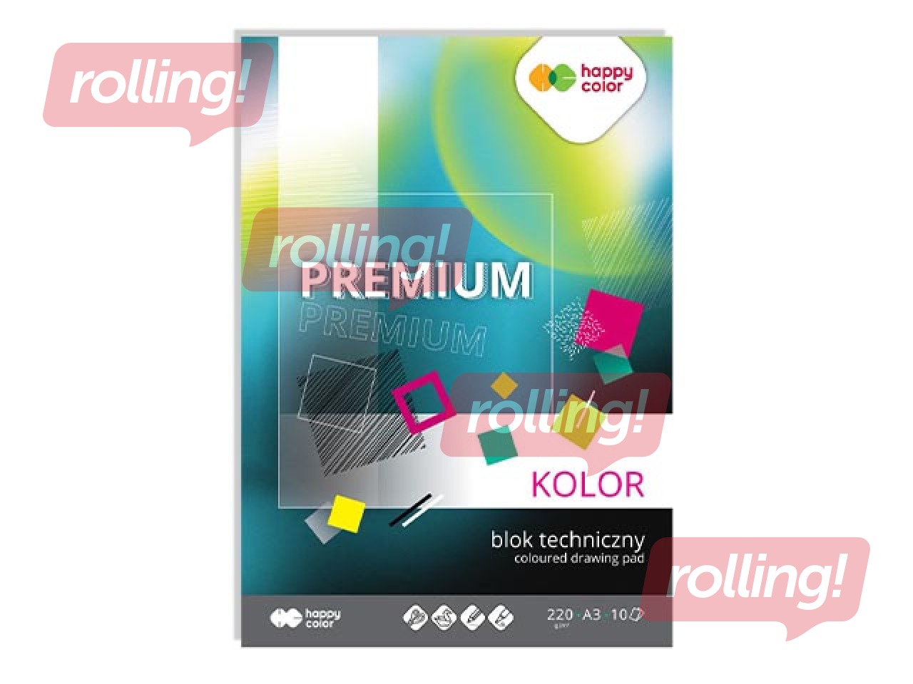 Kartons Happy Color, A3, 220g/m², 10 krāsainas loksnes