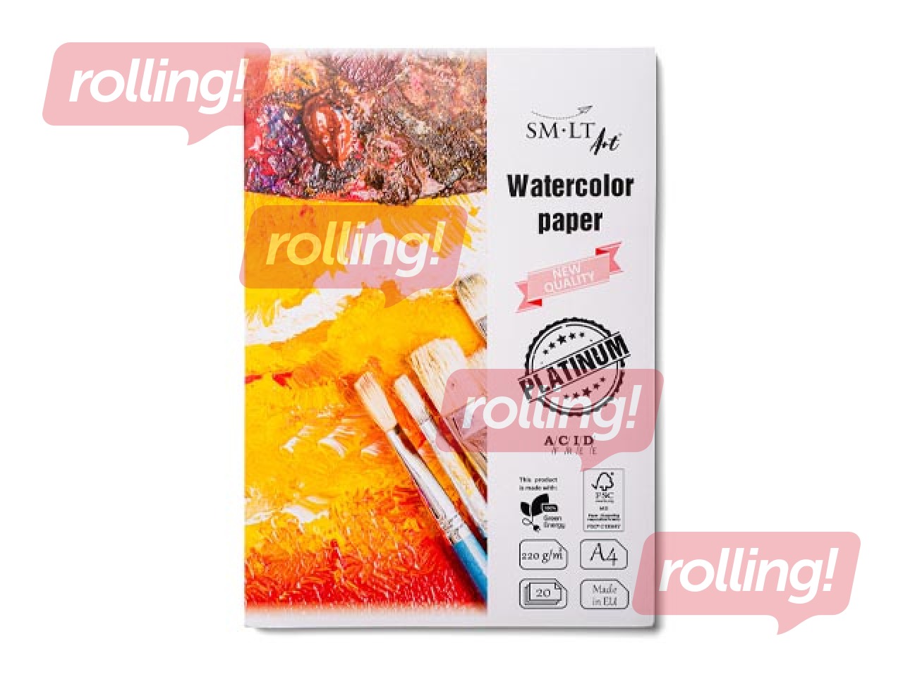 Akvareļu albums SM·LT, A4, 220g/m², 20 loksnes