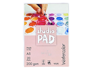 Akvarellipaberiplokk SM·LT Studio, A5, 200g/m², 20 lehte