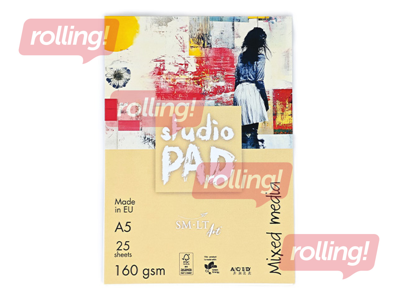 Zīmēšanas albums SM·LT Mix Media, A5, 160 g/m2, 25 loksnes