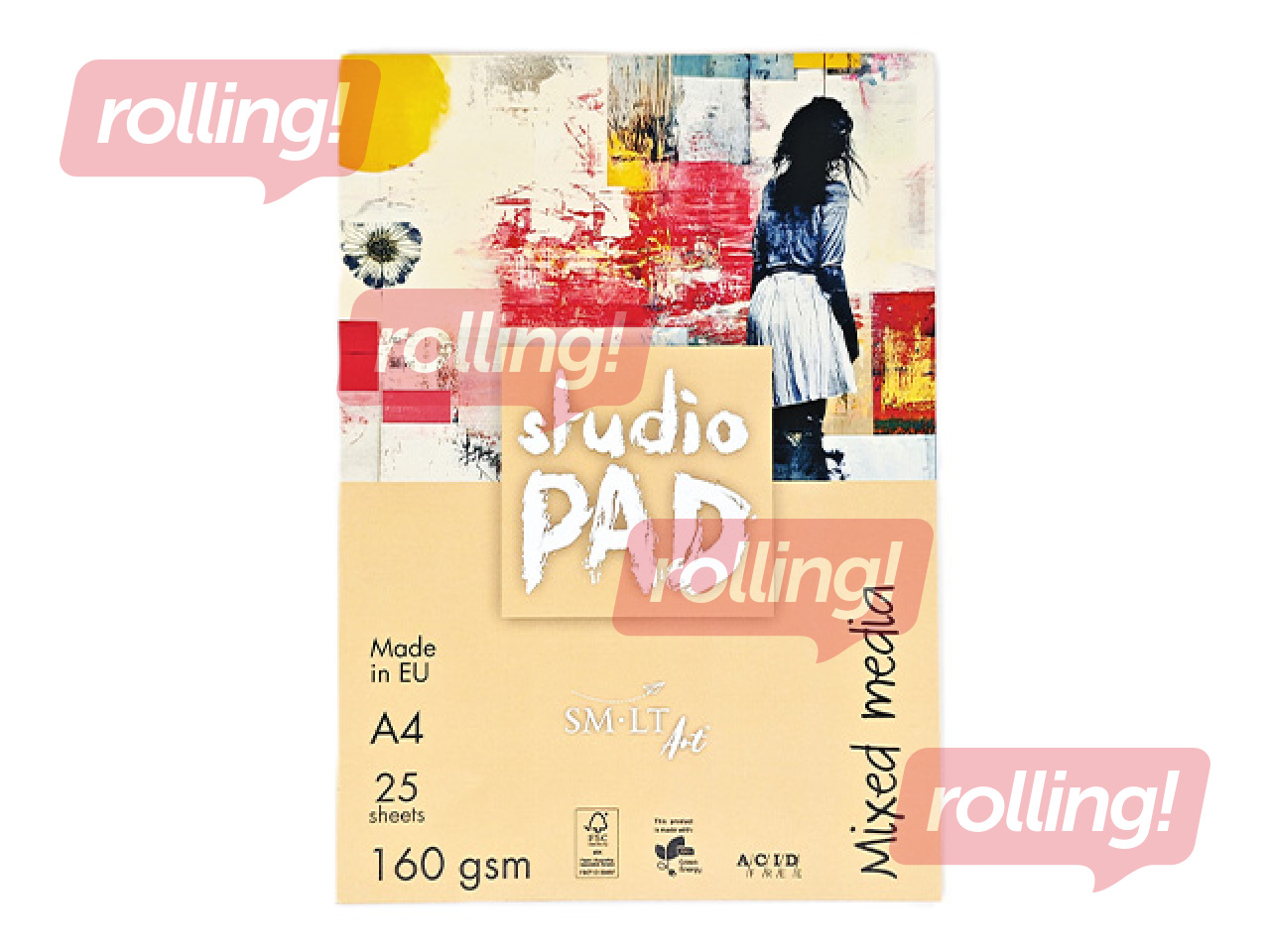 Zīmēšanas albums SM·LT Mix Media, A4, 160g/m2, 25 loksnes