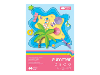 Дизайнерский бумажный блок Summer, A4, 170г/м², 5 тонов, 20 листов