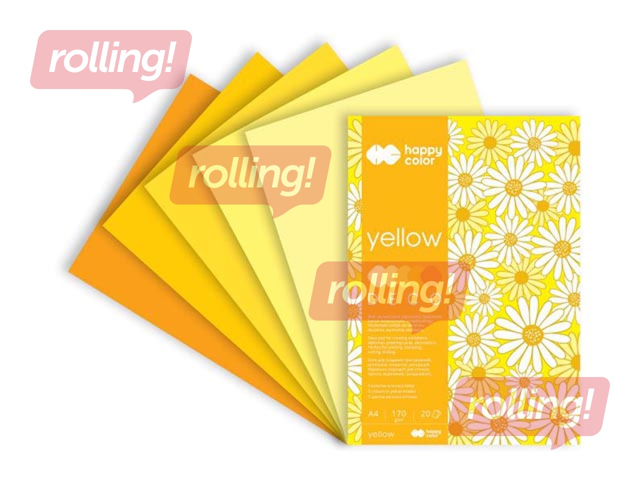 Disainpaber, A4, kollane, 170g/m², 20 lehte