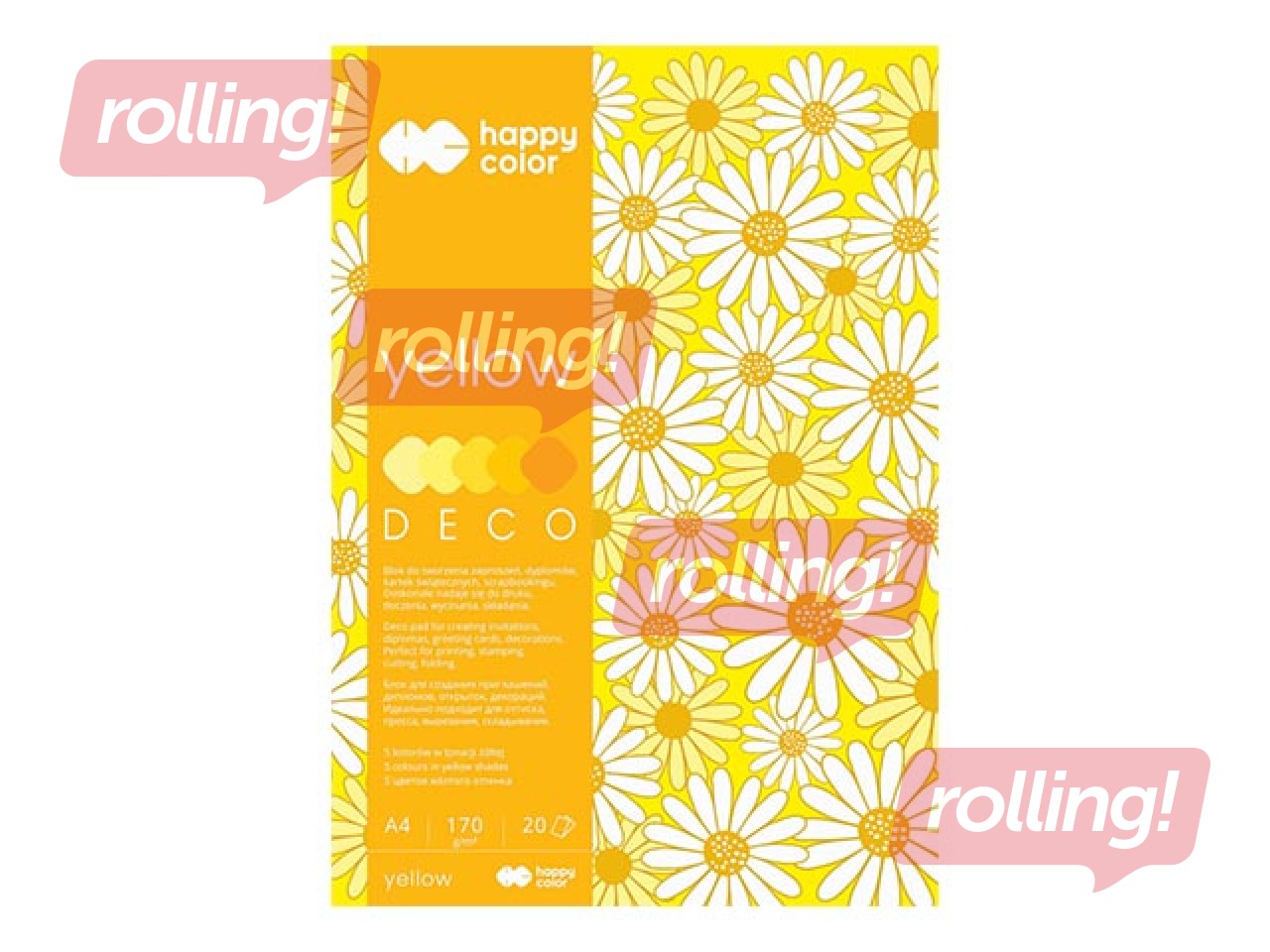 Disainpaber, A4, kollane, 170g/m², 20 lehte