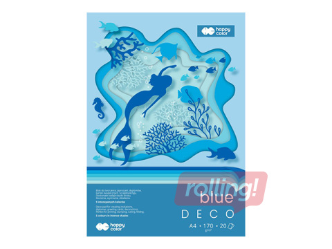 Дизайнерский бумажный блок Blue, A4, голубые тона, 170г/м², 20 листов