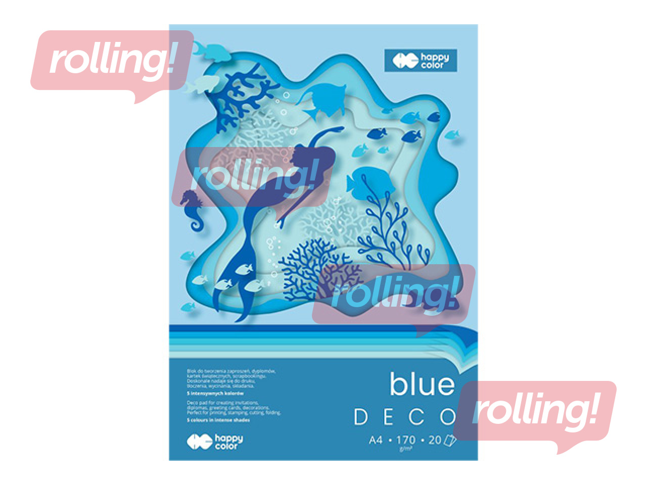 Дизайнерский бумажный блок Blue, A4, голубые тона, 170г/м², 20 листов