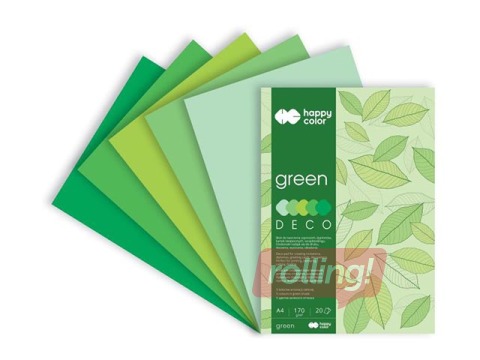 Deco drawing pad Green, A4, green scale, 170g/m², 20 sheets