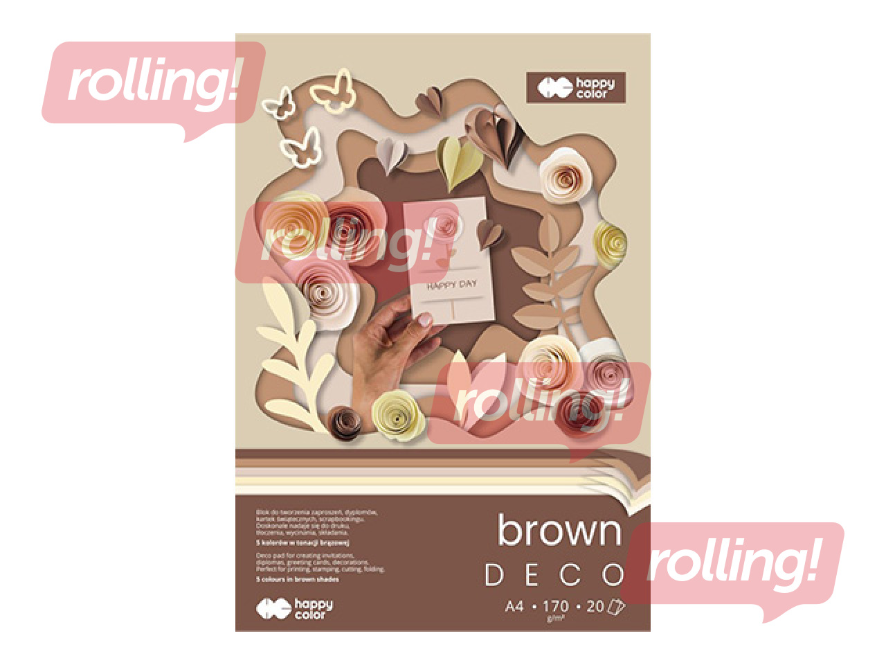 Dizaina papīrs Brown, A4, brūni toņi, 170g/m², 20 loksnes