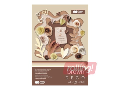 Дизайнерский бумажный блок Brown, A4, коричневые тона, 170г/м², 20 листов