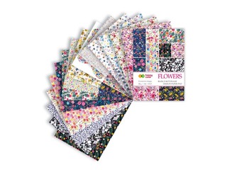 Dizaina papīrs ar motīvu Flowers, A4, 80g/m², 15 loksnes, 25 puķu motīvi