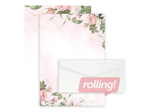 Dizaina papīra Garden un aplokšņu DL, Smooth white, komplekts