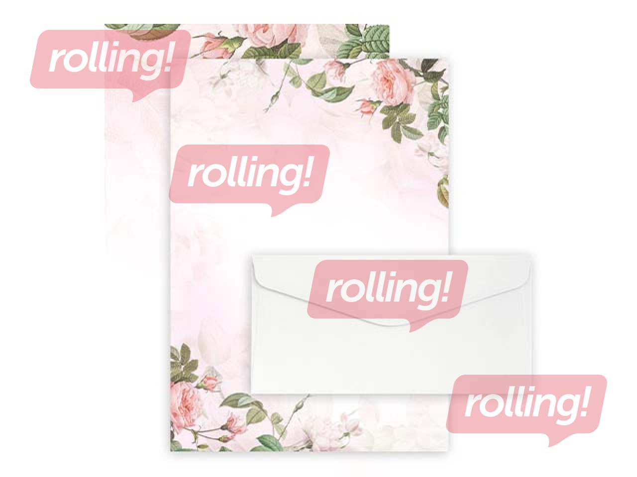 Dizaina papīra Garden un aplokšņu DL, Smooth white, komplekts