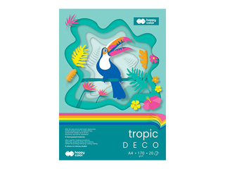 Deco drawing pad Tropical, A4, 170g/m², 5 shades, 20 sheets