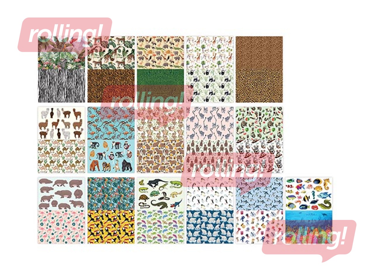 Dizaina papīrs ar motīvu Animals Wild, A4, 16 loksnes, 32 motīvi, 80g/m²