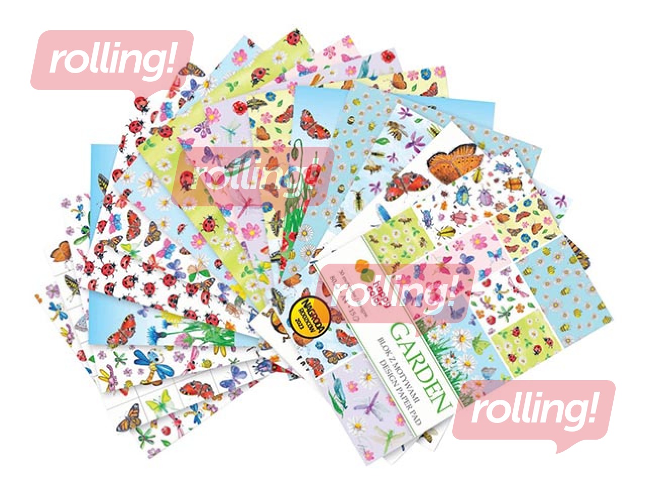 Дизайнерская бумага с мотивом Garden, 30 садовых узоров, A4, 80 г/м², 15 листов
