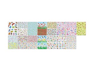 Дизайнерская бумага с мотивом Garden, 30 садовых узоров, A4, 80 г/м², 15 листов