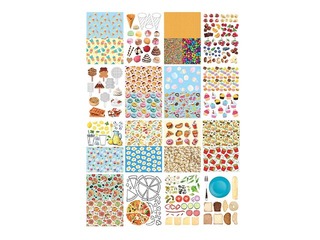 Disainpaber Food motiiviga, 27 aiakujundust, A4, 80g/m², 16 lehte