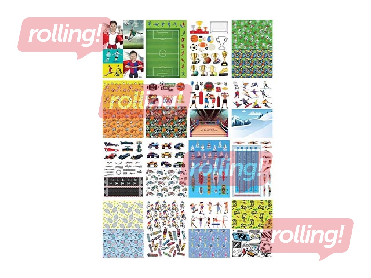 Dizaina papīrs ar motīvu Sports A4, 80 g/m², 16 loksnes, 28 sporta motīvi