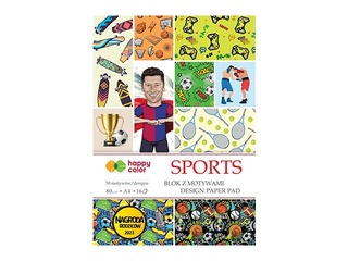Дизайнерская бумага с мотивом Sports A4, 80 g/m², 16 листов, 28 рисунка
