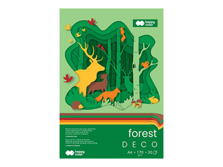 Deco drawing pad Forest A4, 170 g/m2, forest shades, 20 sheets