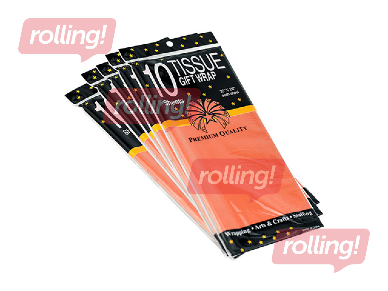 Zīdpapīrs dekoratīvais, oranžs, 15g/m², 50x65cm, 10 loksnes