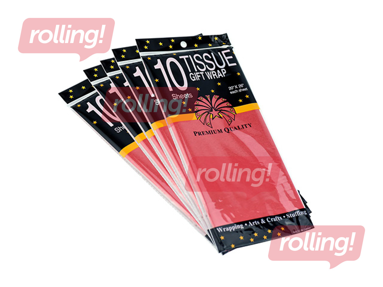 Zīdpapīrs dekoratīvais, sarkans, 15g/m², 50x65cm, 10 loksnes