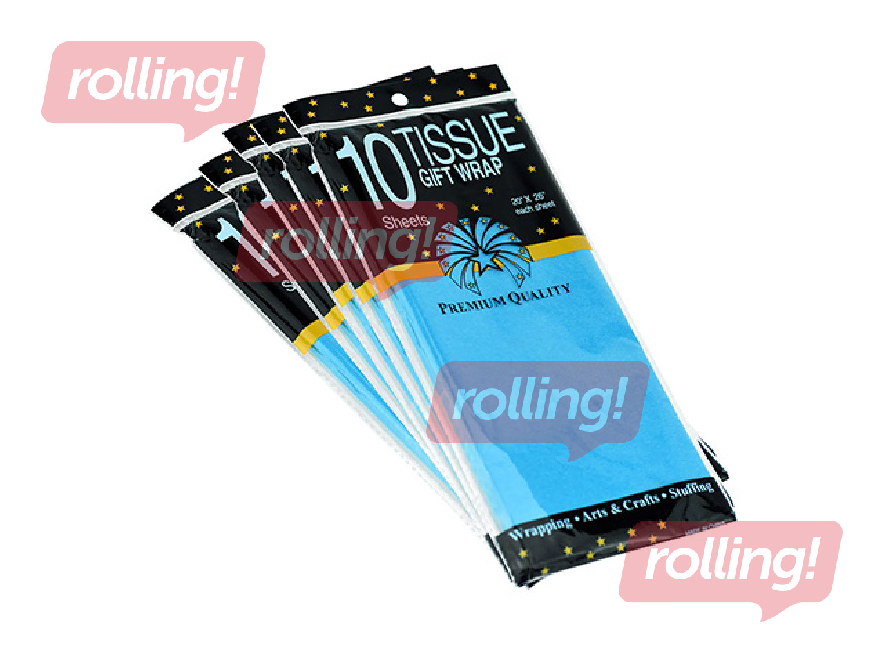 Zīdpapīrs dekoratīvais, zils, 15g/m², 50x65cm, 10 loksnes