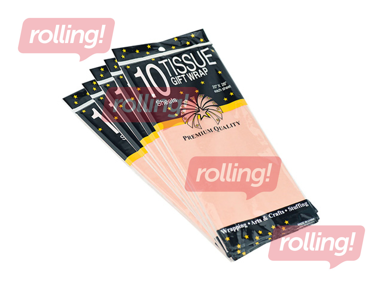 Zīdpapīrs dekoratīvais, laša krāsa, 15g/m², 50x65cm, 10 loksnes