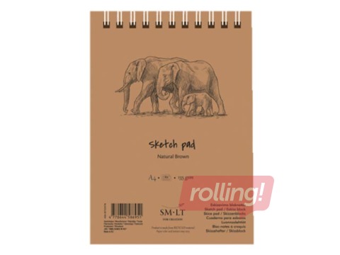 Skiču bloks ar spirāli, A5, brūnas lapas, 135g/m², 80 loksnes