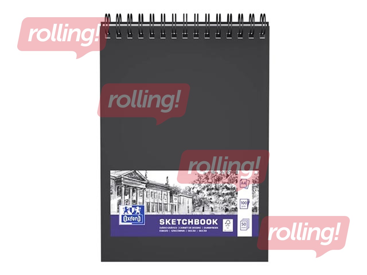 Skiču bloks ar spirāli Oxford, A4, 100g/m², 50 loksnes