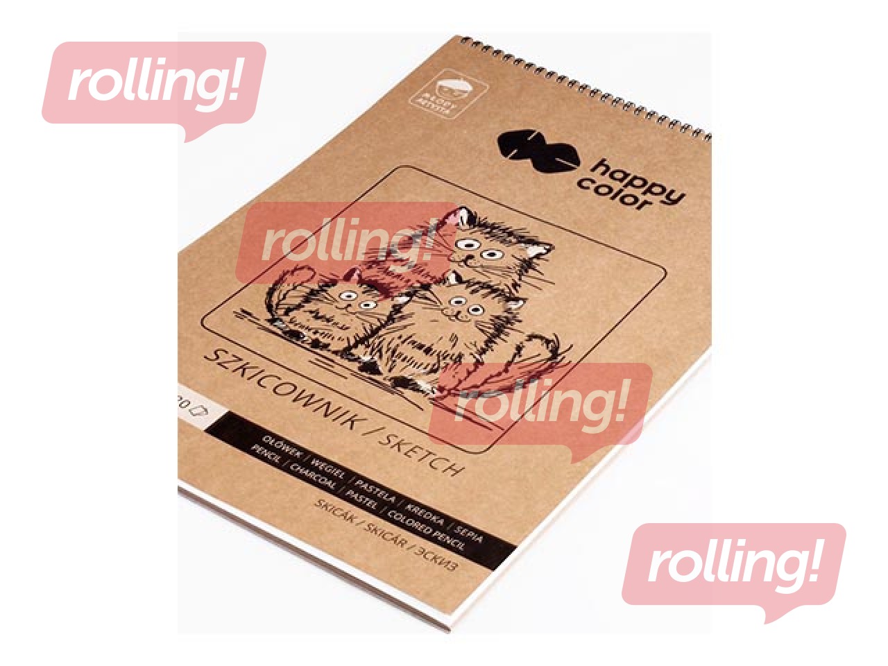 Skiču bloks ar spirāli Happy Color, A5, 80/90g/m², 60 loksnes