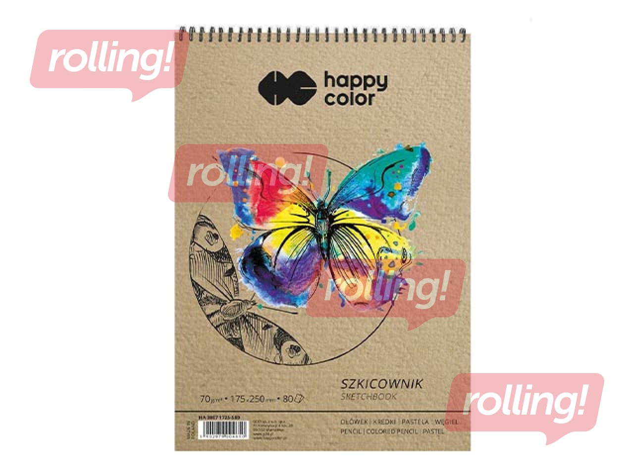 Альбом для эскизов на спирали Happy Color, 170x250мм, 70г/м², 80 листов