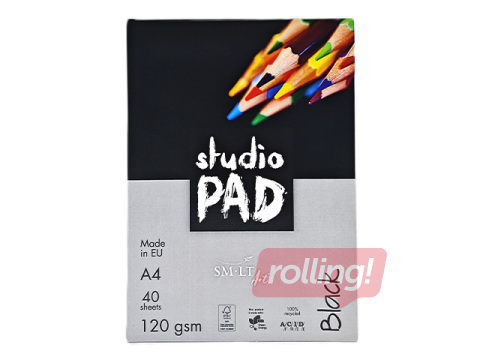 Skiču bloks SM·LT, melnas lapas, 120 g/m2, A4, 40 loksnes
