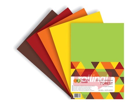 Листы пенопласта Happy Color, Forest, A4, 5 листов, 5 цветов