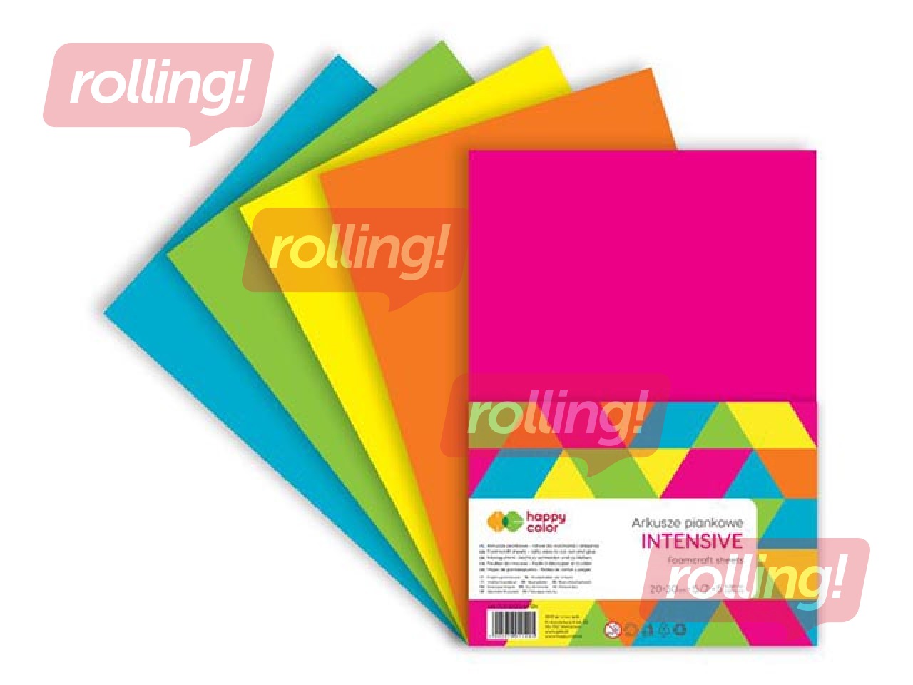 Putu loksnes Happy Color, Intensive, A4, ar spīdumiem, 5 loksnes, 5 krāsas