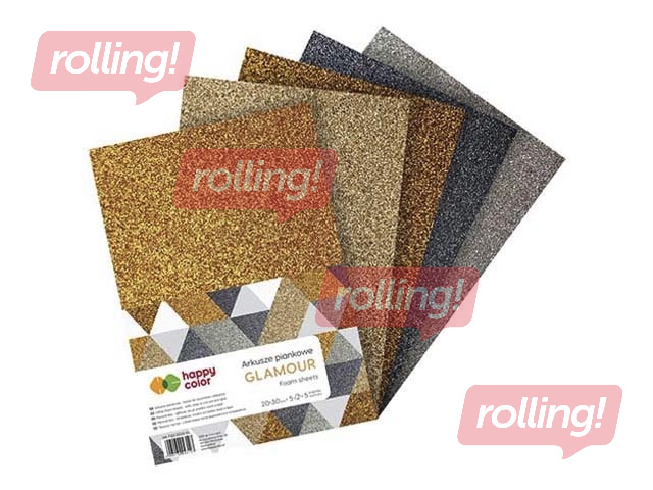 Putu loksnes Happy Color, Glamour, ar spīdumiem, A4, 5 loksnes